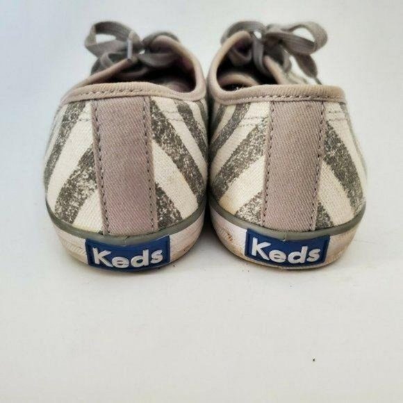 Keds Womens Sneakers Shoes Size 7 Striped Gray White Canvas Athletic Comfort - Picture 8 of 11